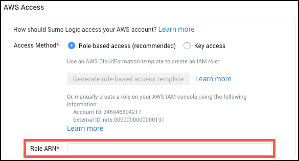 AWS Access method selection screen with role-based access.
