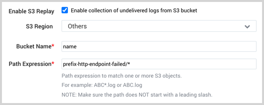 S3 replay enabled in Kinesis Logs Source options
