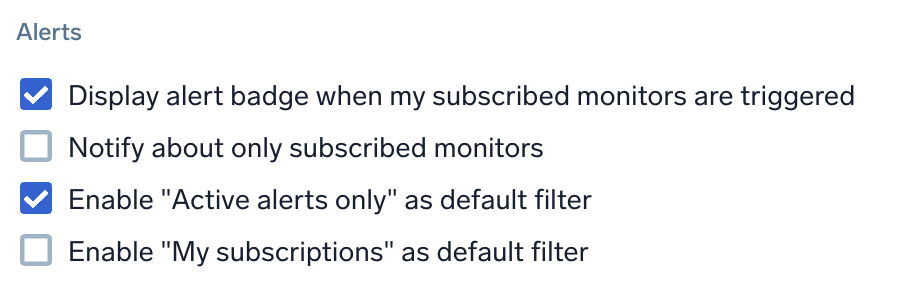 Alert preferences