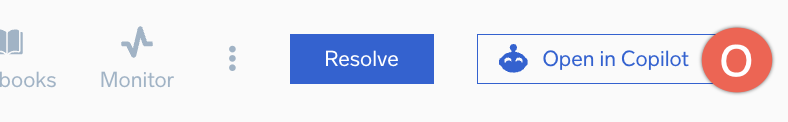 open in copilot button on alert response page