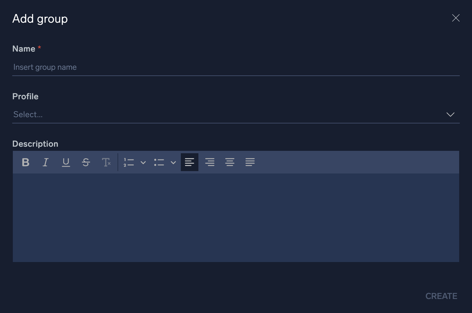 Add Group dialog