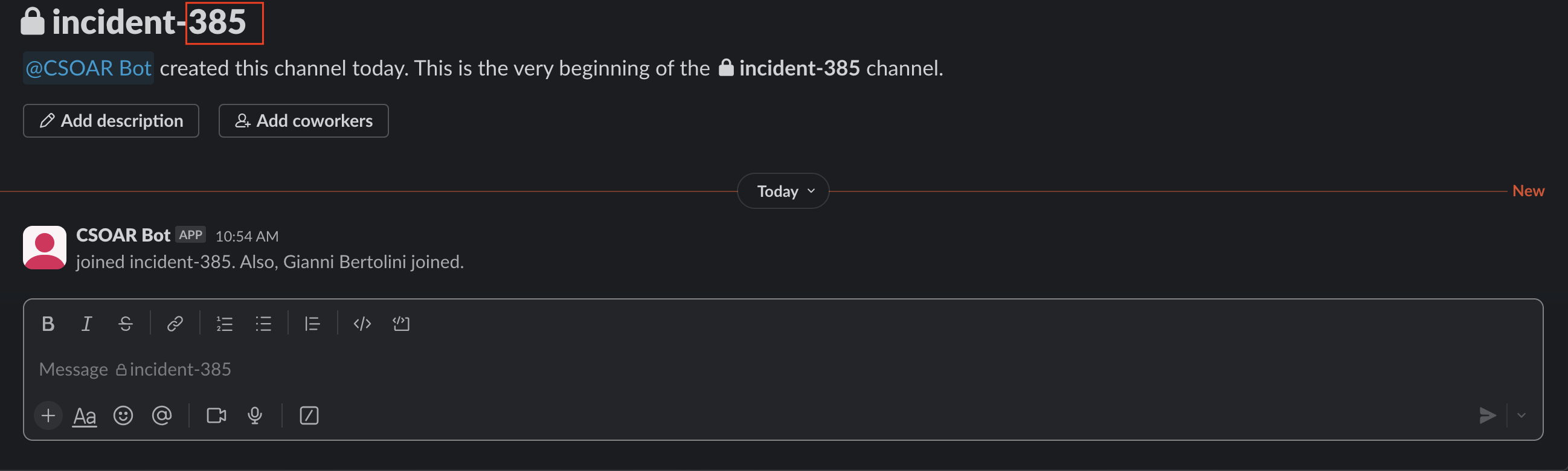 Created Slack channel