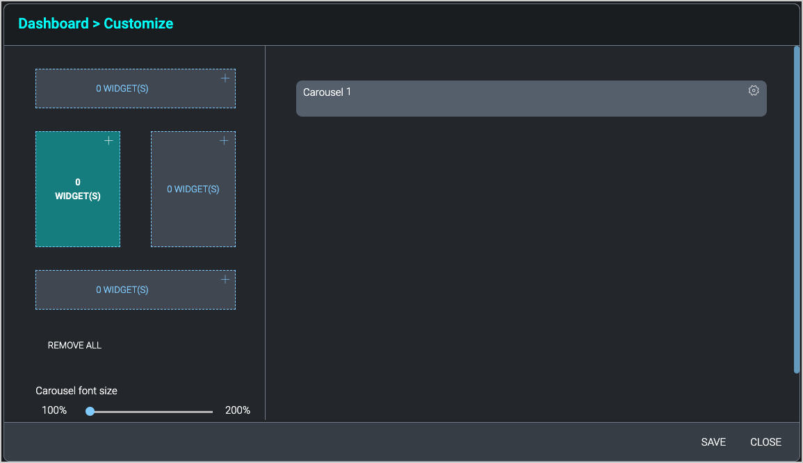Dashboard customize screen