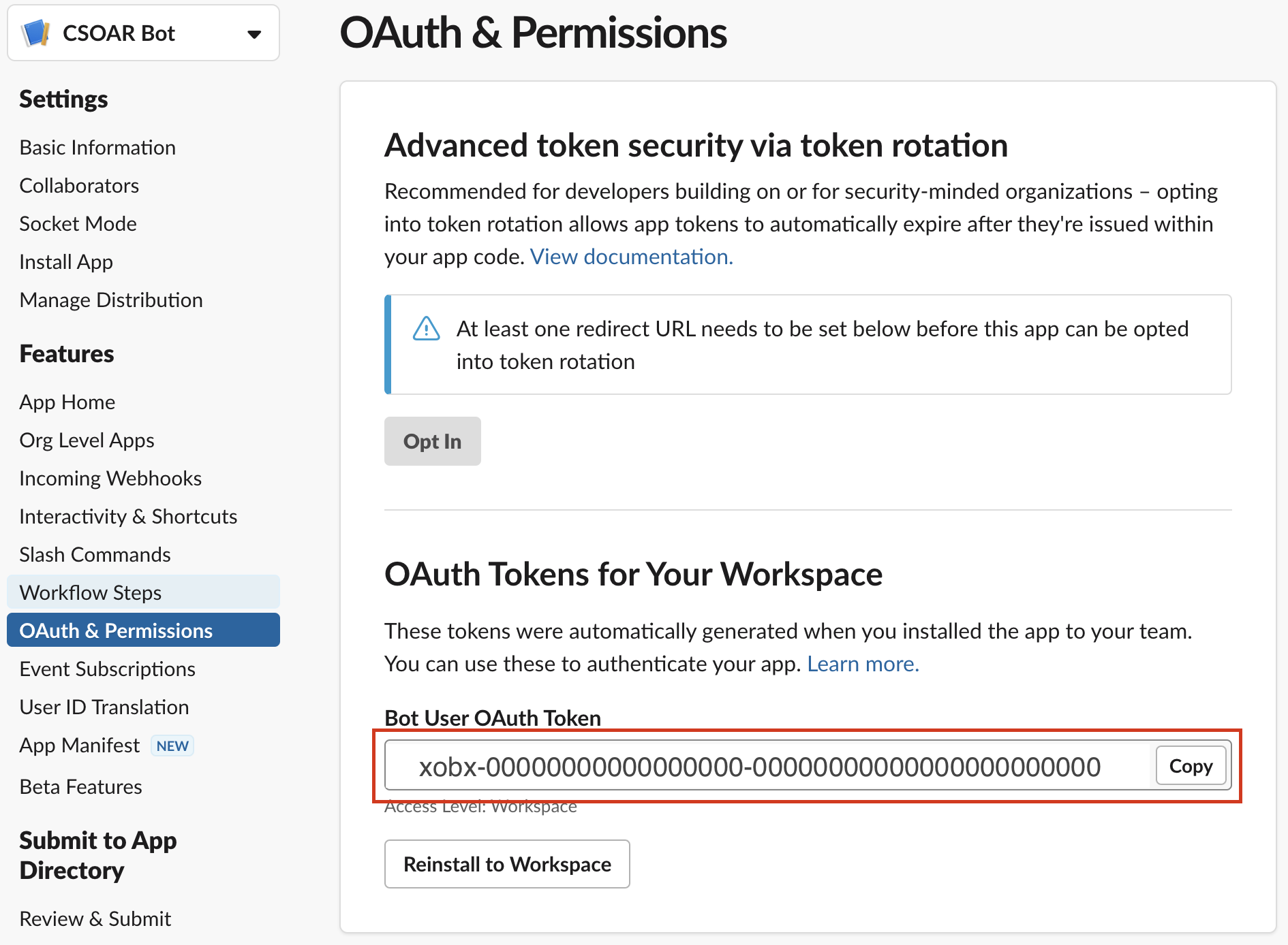 Bot Oauth token
