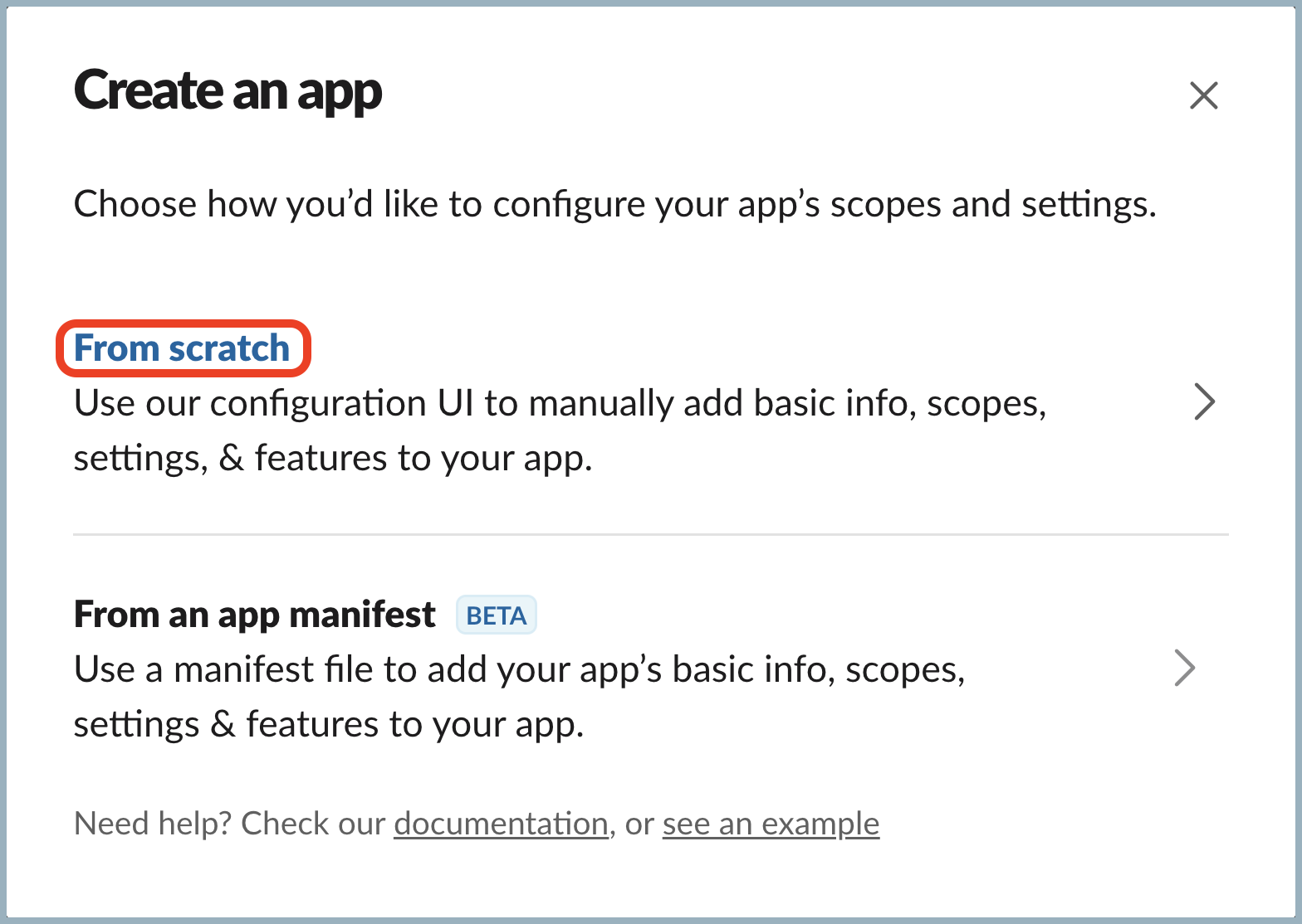 Create a Slack app from scratch