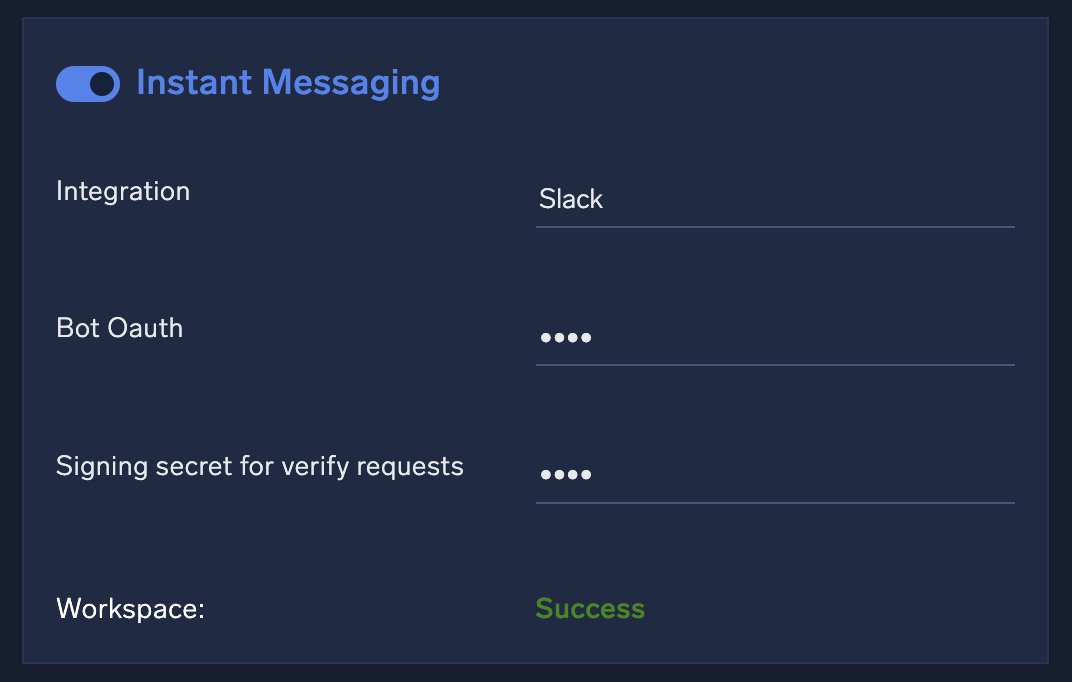 Instant Messaging configuration dialog