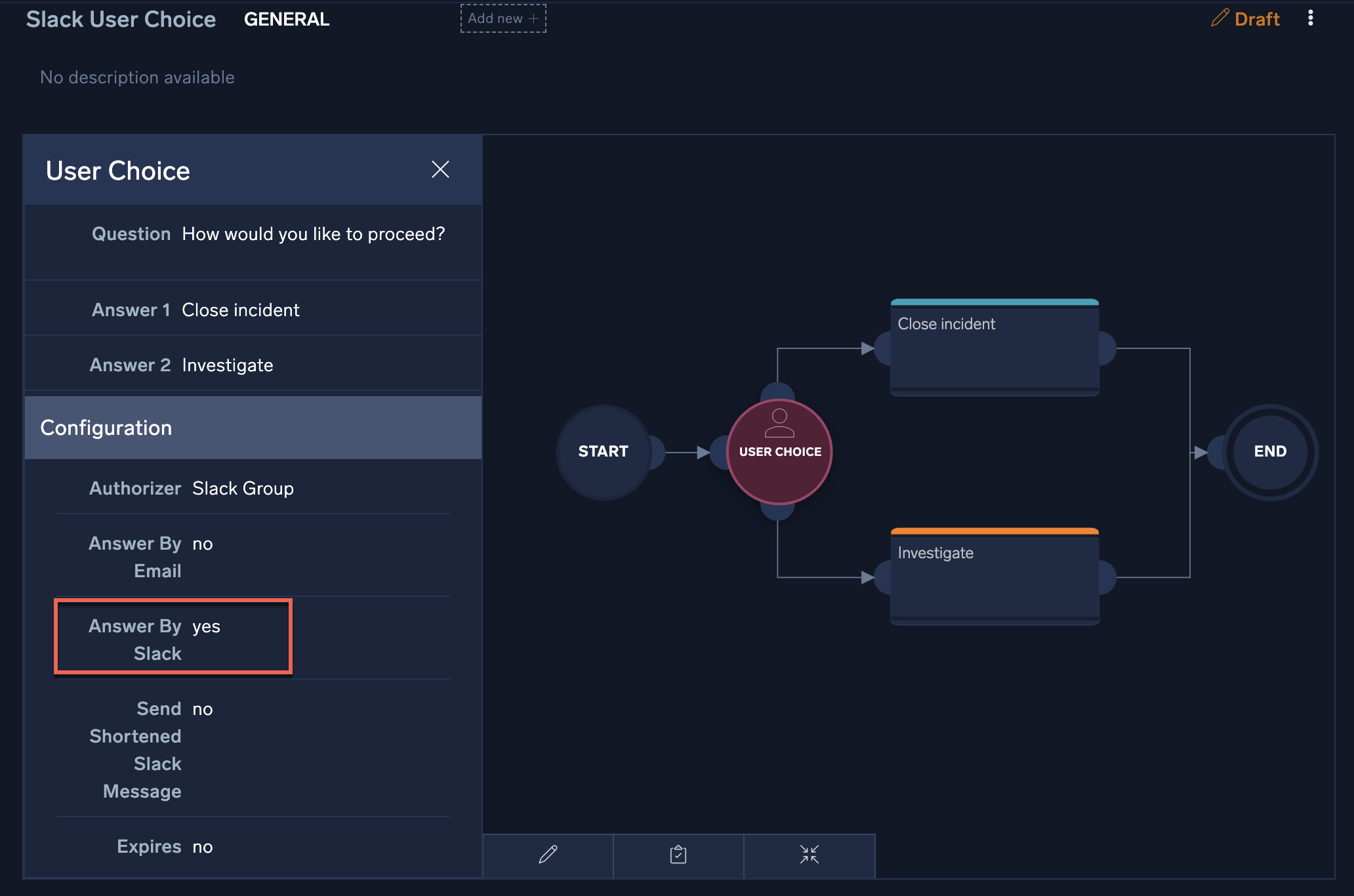 Playbook with user choices