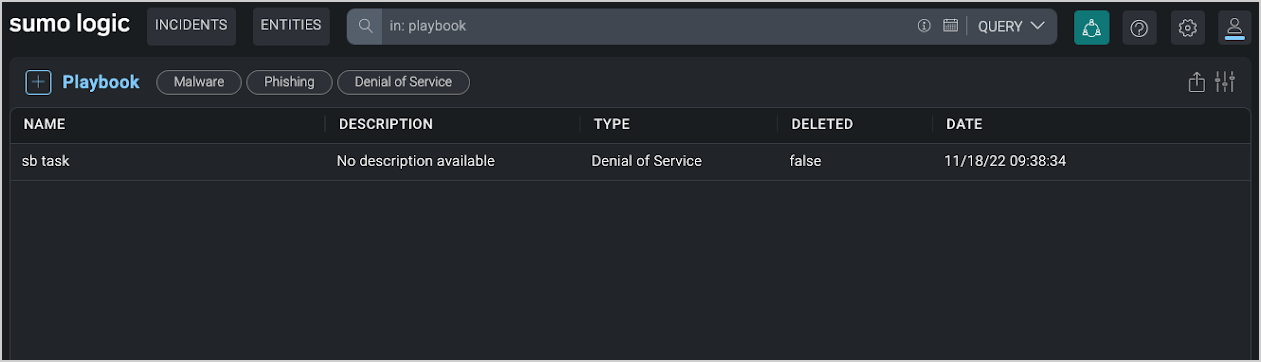Playbook screen