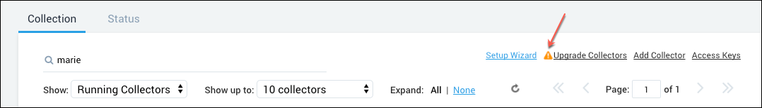 Upgrade collectors with search