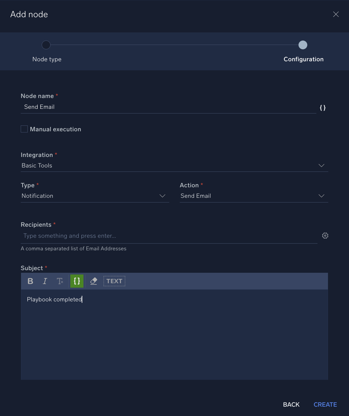 Send Email action