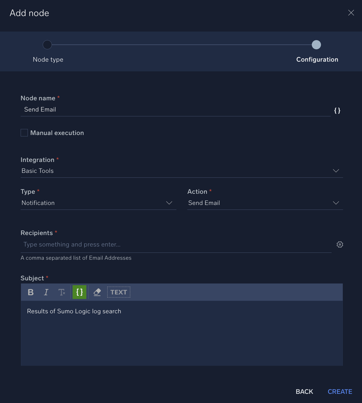 Add Send Email node