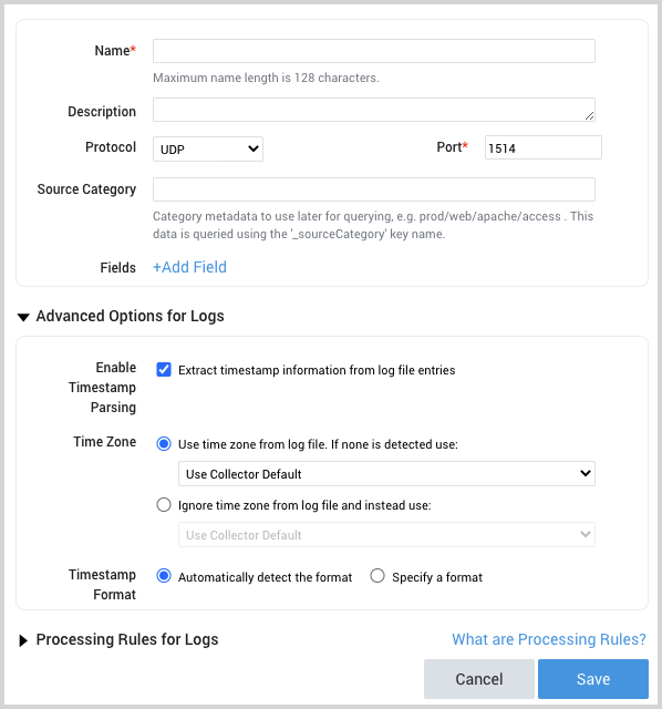 Syslog source
