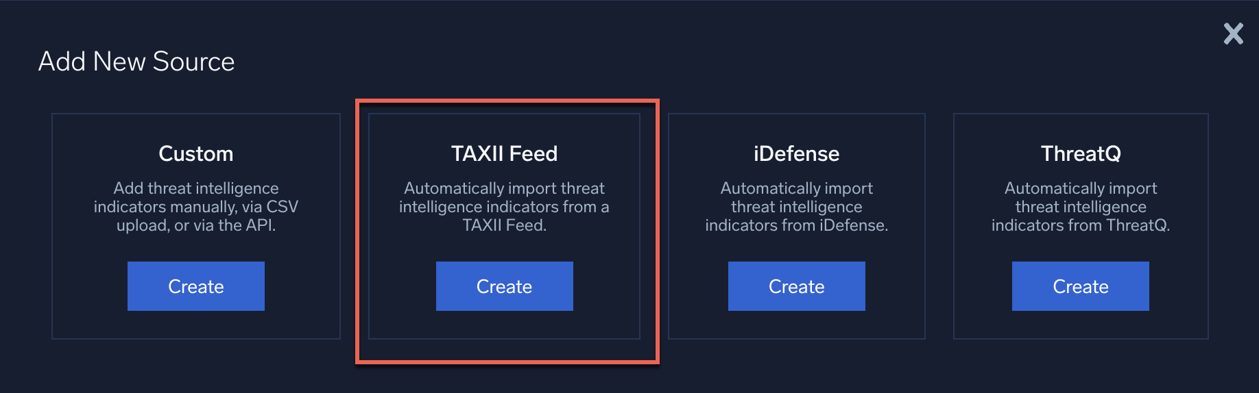 TAXII Feed option