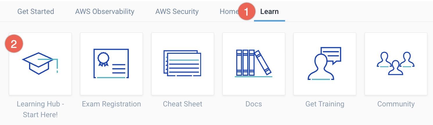 Learning Hub icon in UI