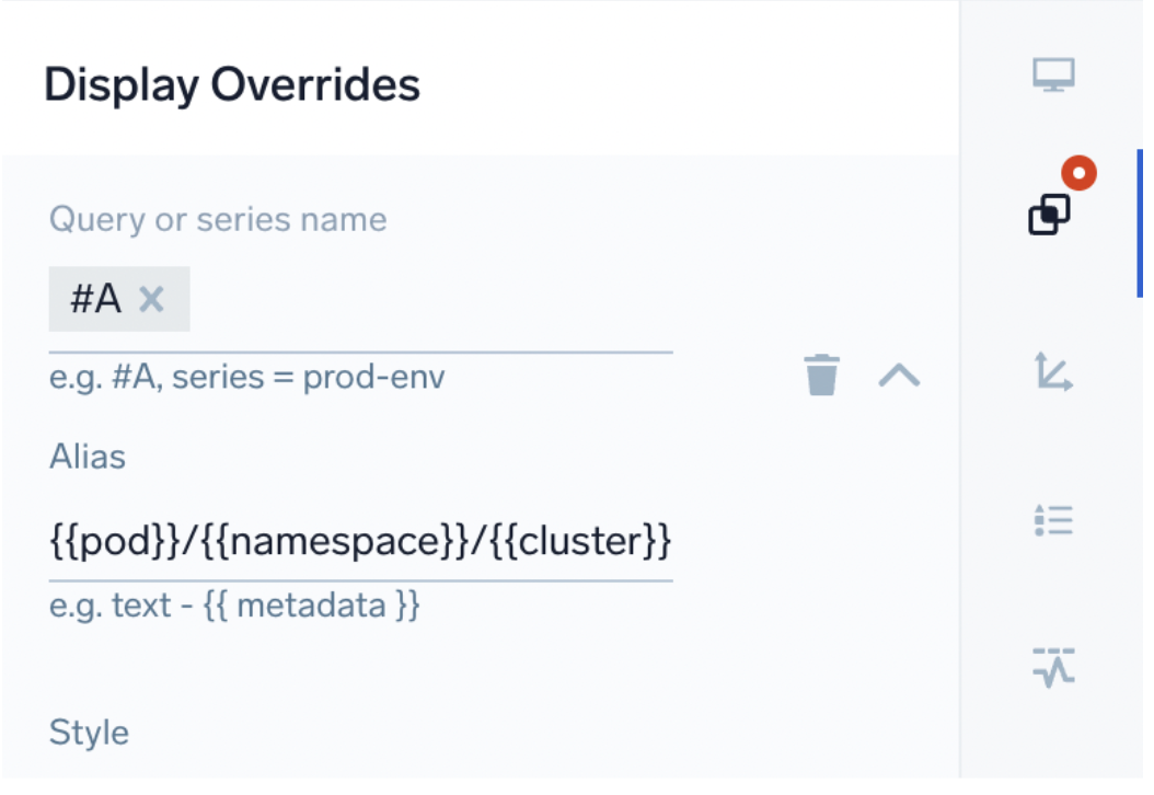 Example of metric query display override