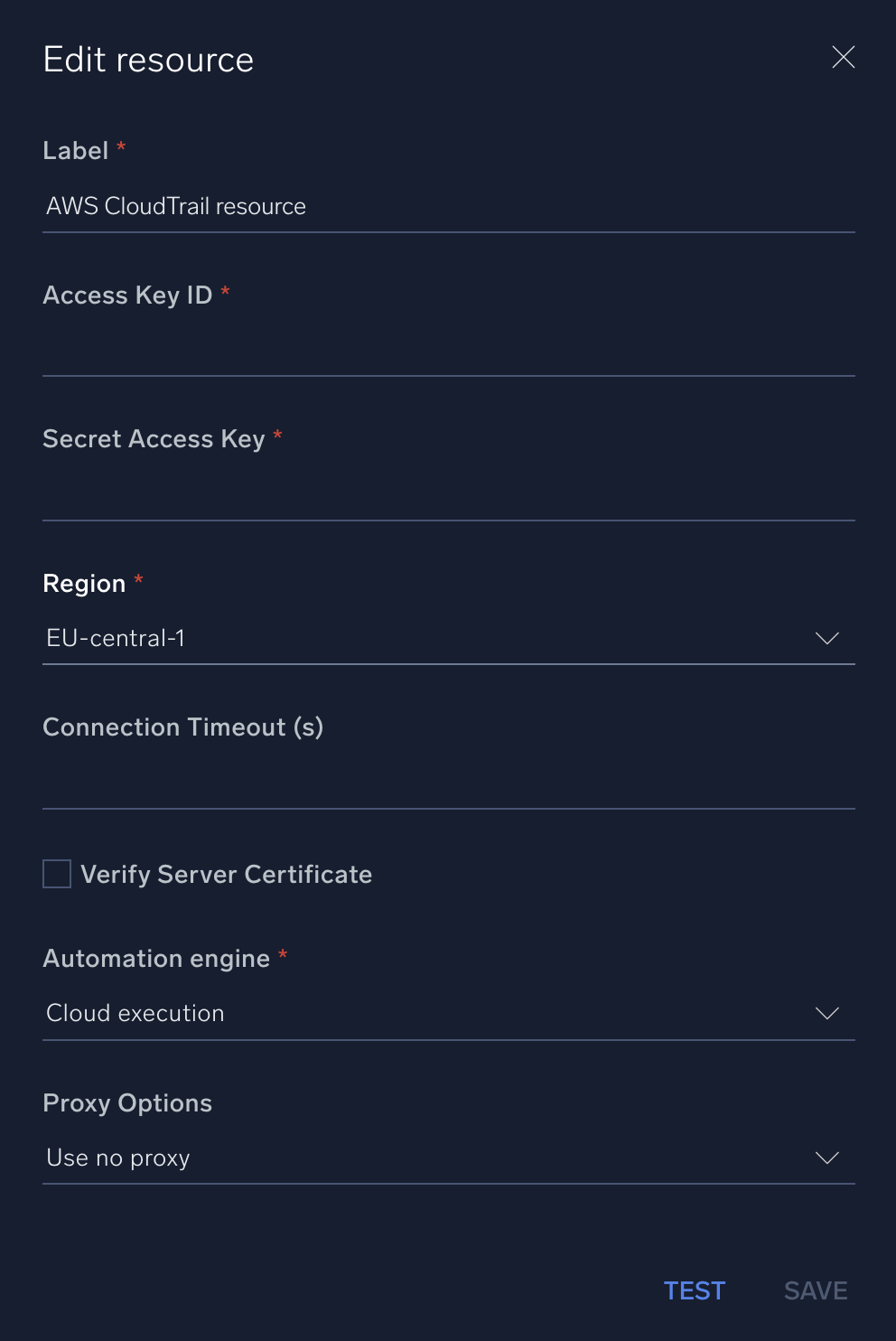 AWS CloudTrail configuration