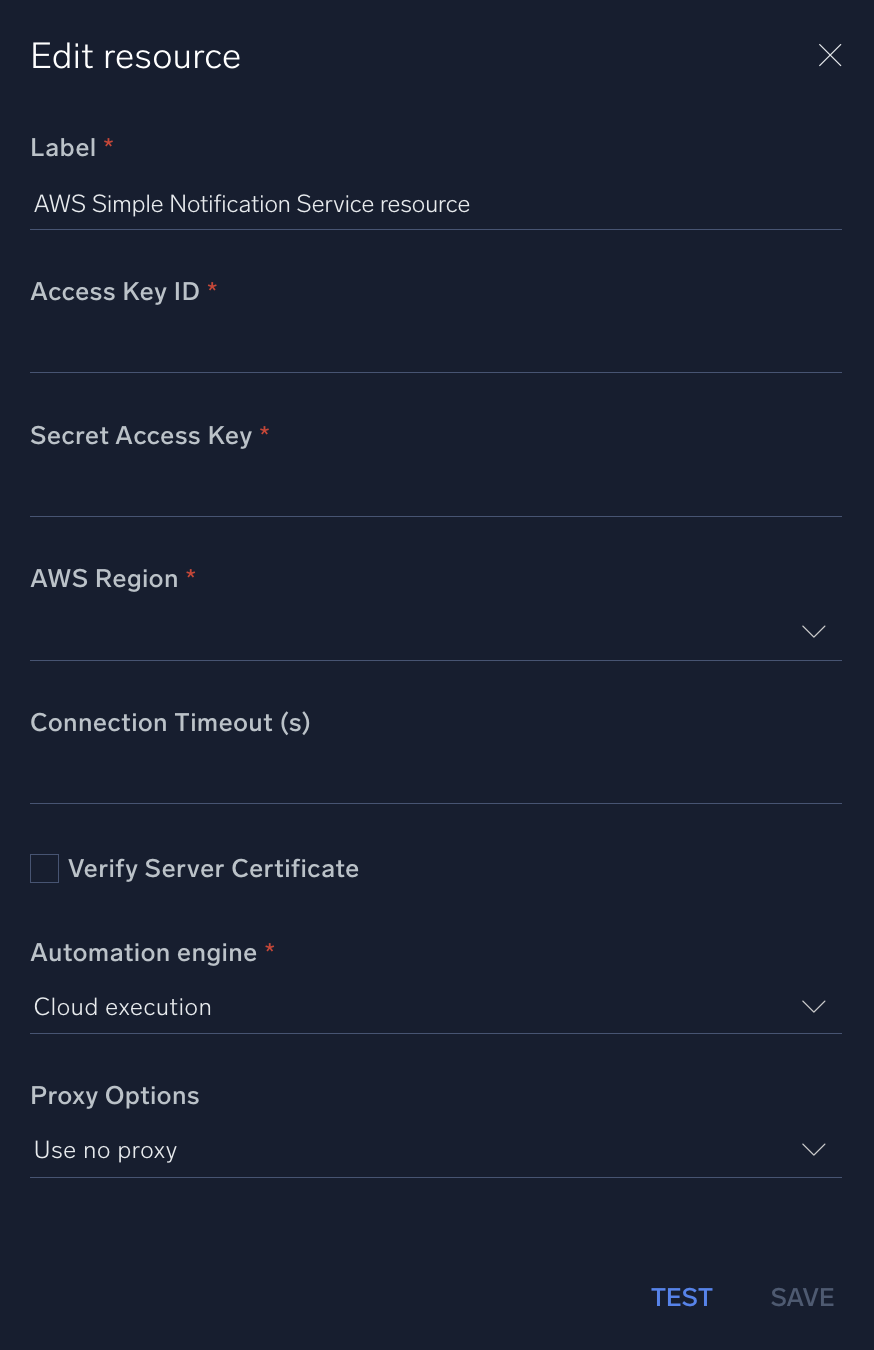 AWS Simple Notification Service configuration