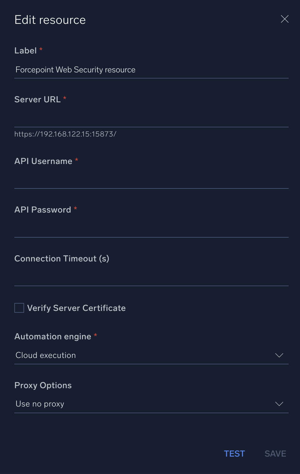 Forcepoint configuration