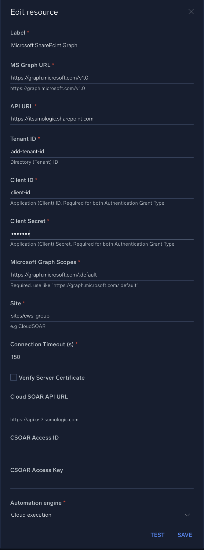 Microsoft SharePoint configuration