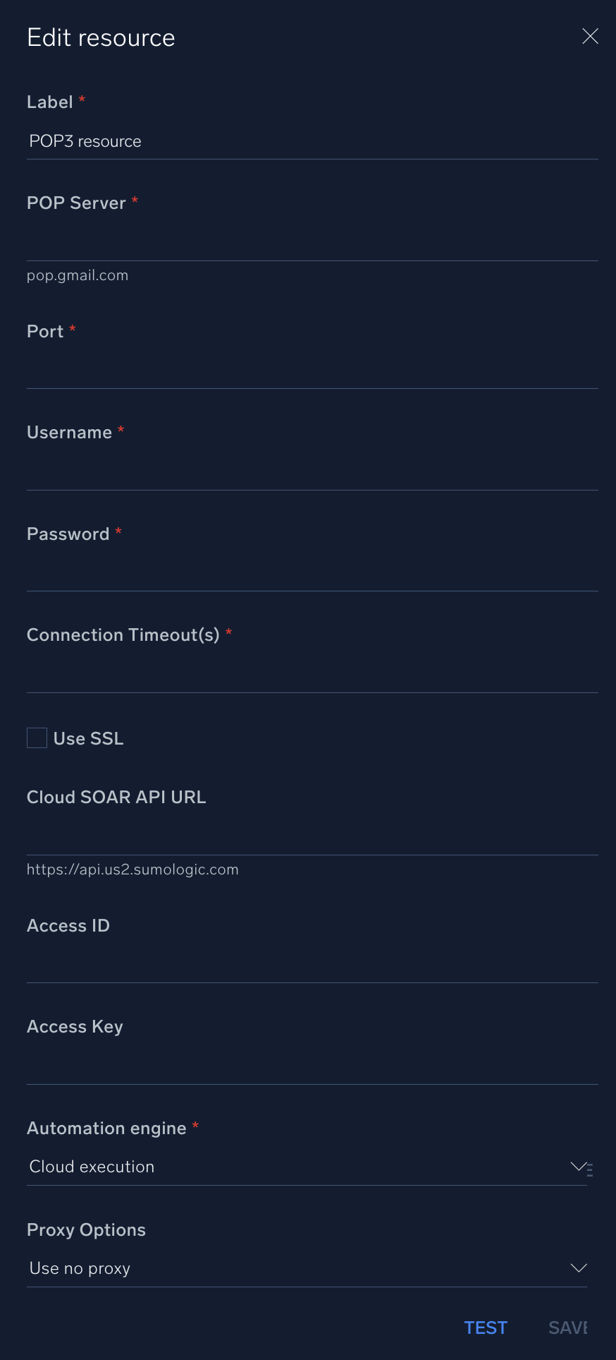 POP3 configuration