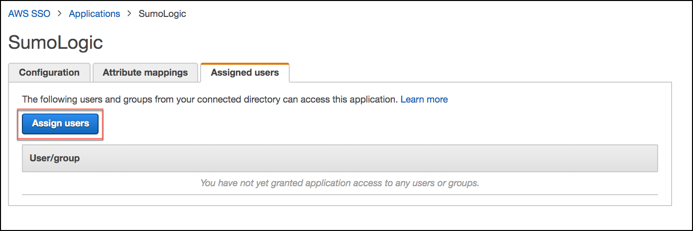 Assign Users tab