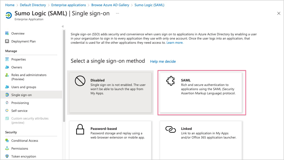 SAML tile