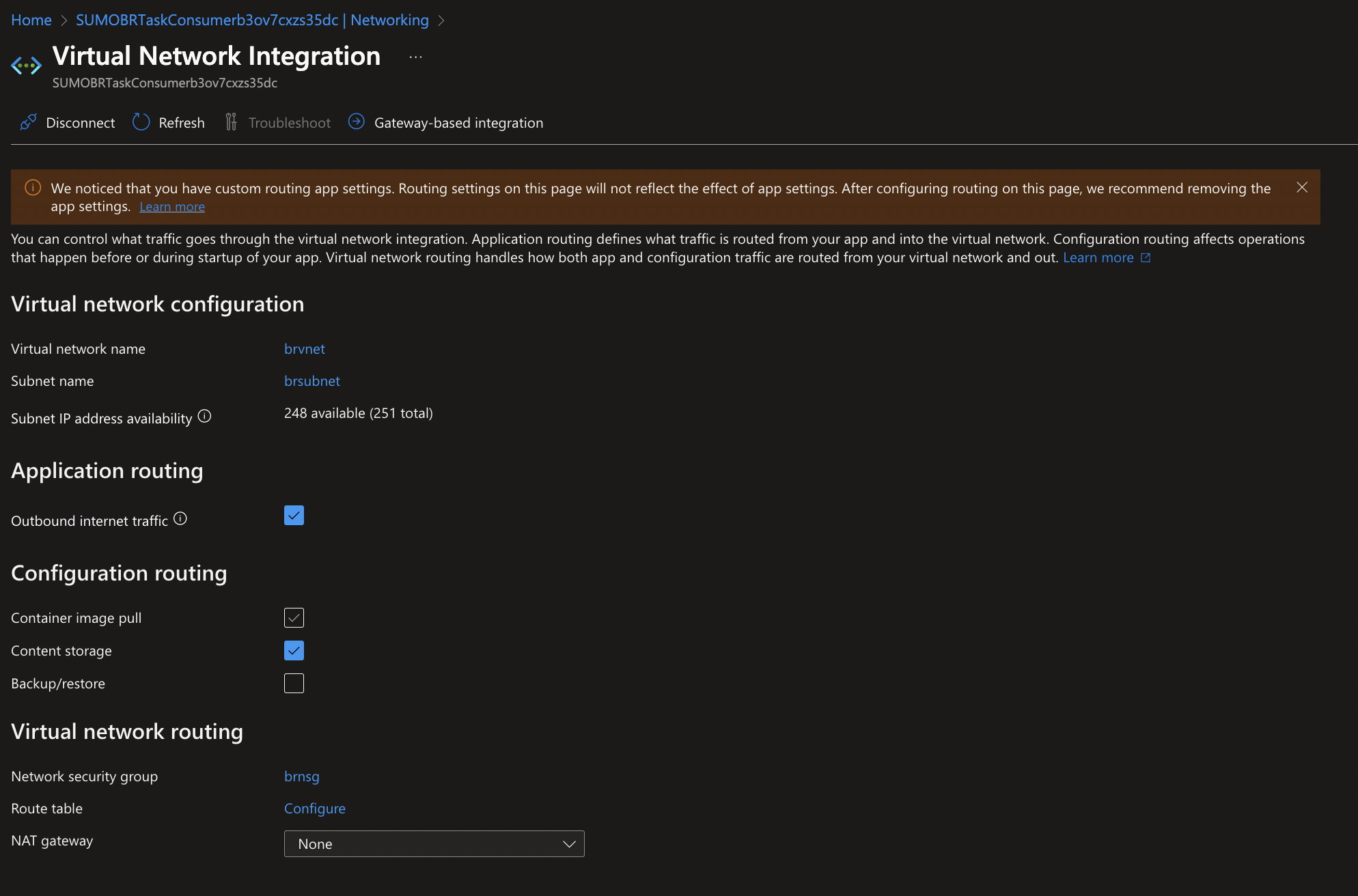 Function networking configuration
