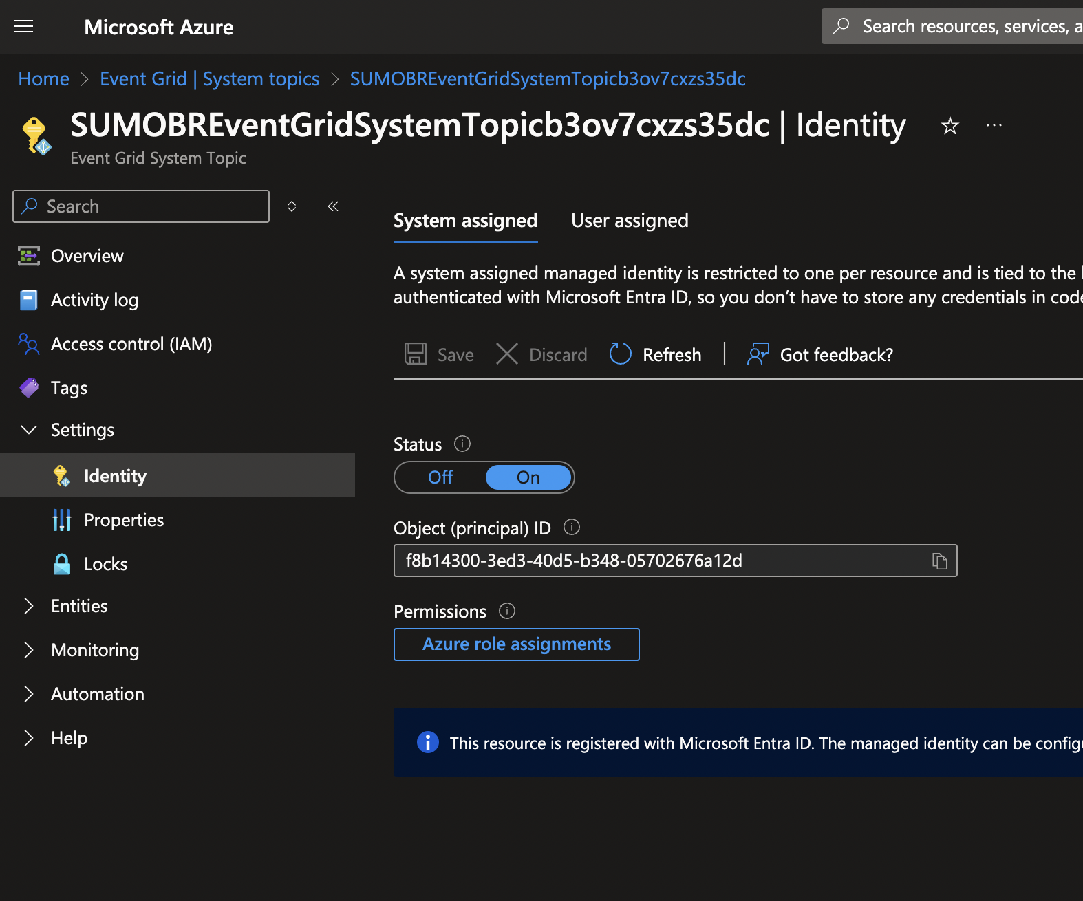 System-assigned identity for topic