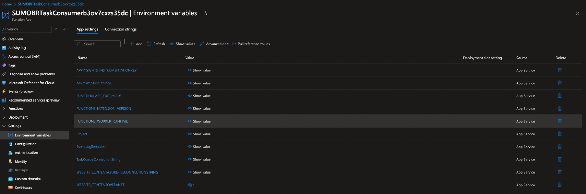 Setting environment variable in function