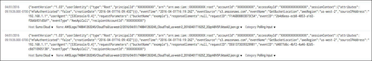 CloudTrail events