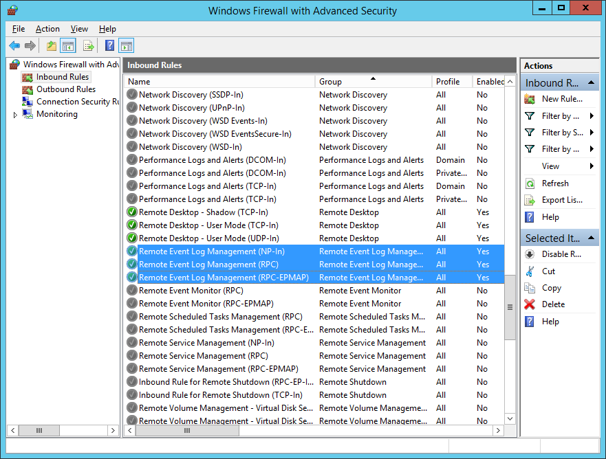 Remote Event Log Management rules