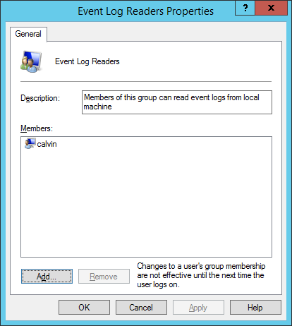 Event Log Readers properties