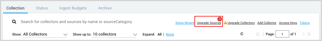 Upgrade collectors button