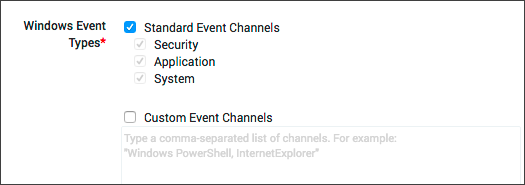  Custom Events Channels text box
