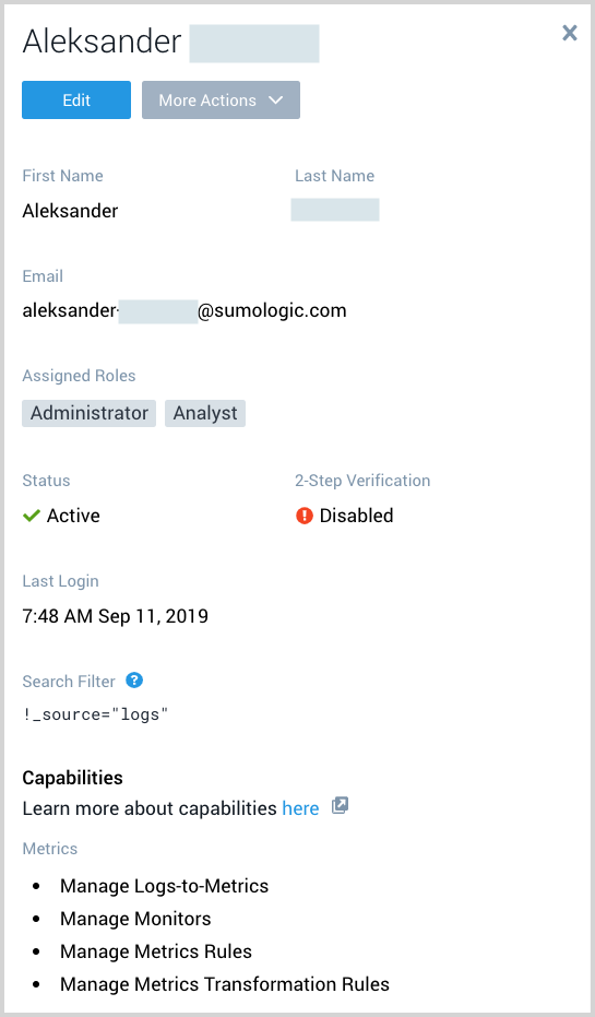 User details